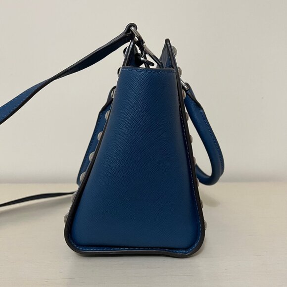 Michael Kors Selma Medium Studded Blue Saffiano Leather Crossbody Handbag - Picture 8 of 15